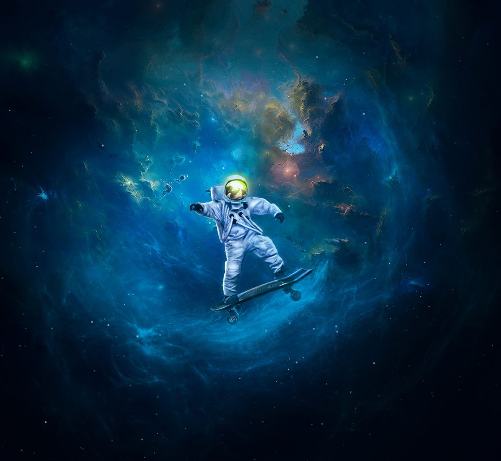 skiing on Space